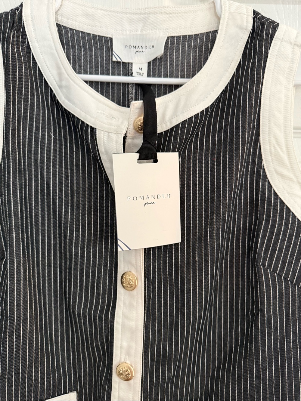 Pomander Place by Tuckernuck Black and White Pinstripe Sleeveless Shift Dress - Picture 2 of 4